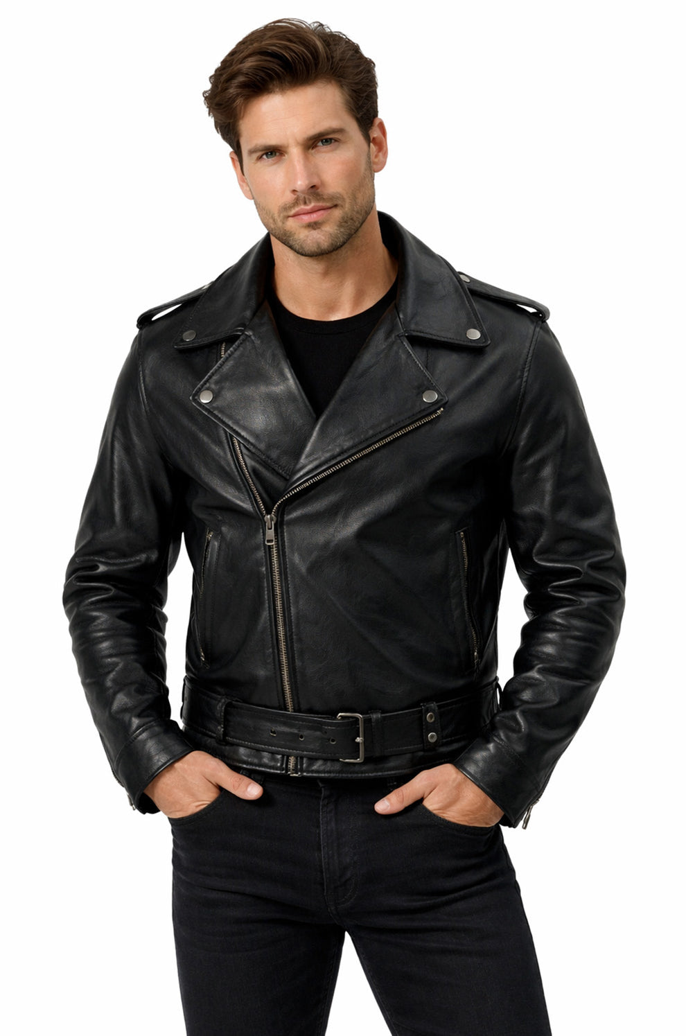 Men's Movies Jackets\MMJ07 Johnny Depp Black Leather Cry Baby Motorcycle Leather Jacket