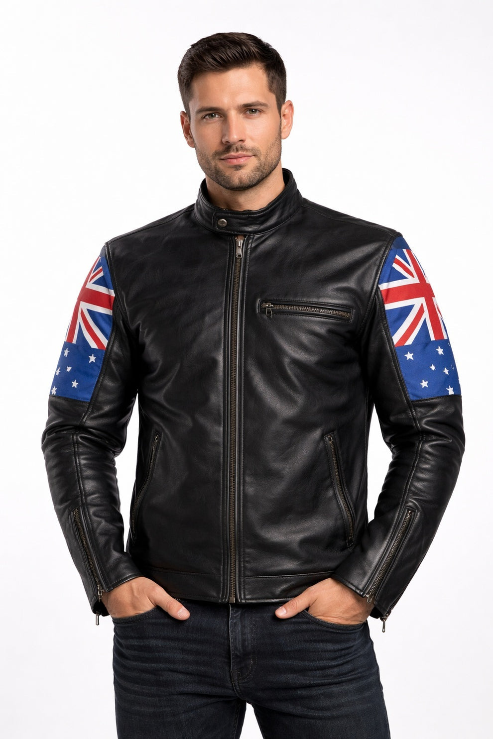 New Australian Flag New Men's Cafe Racer Jacket