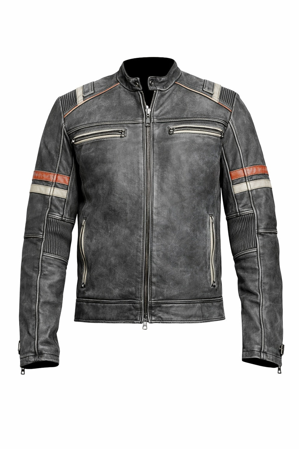 Retro-2 Men Biker Vintage Motorcycle Distressed Leather Jacket