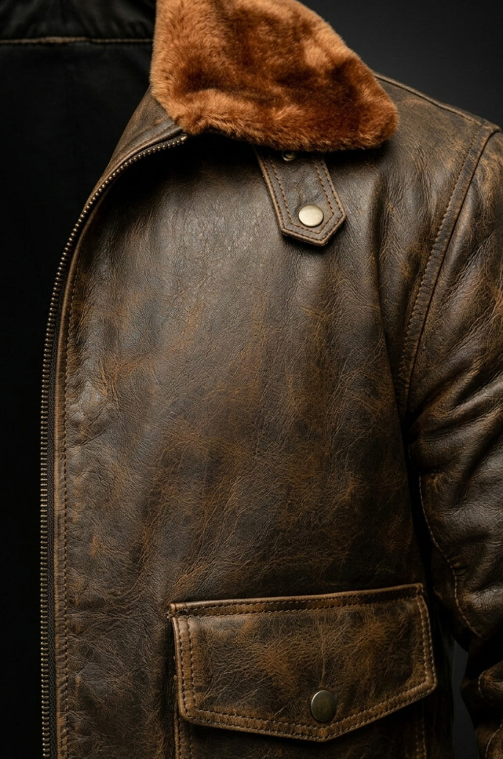 Aviator A-2 Real Bomber Flight Jacket Distressed Brown Men's Leather Jacket