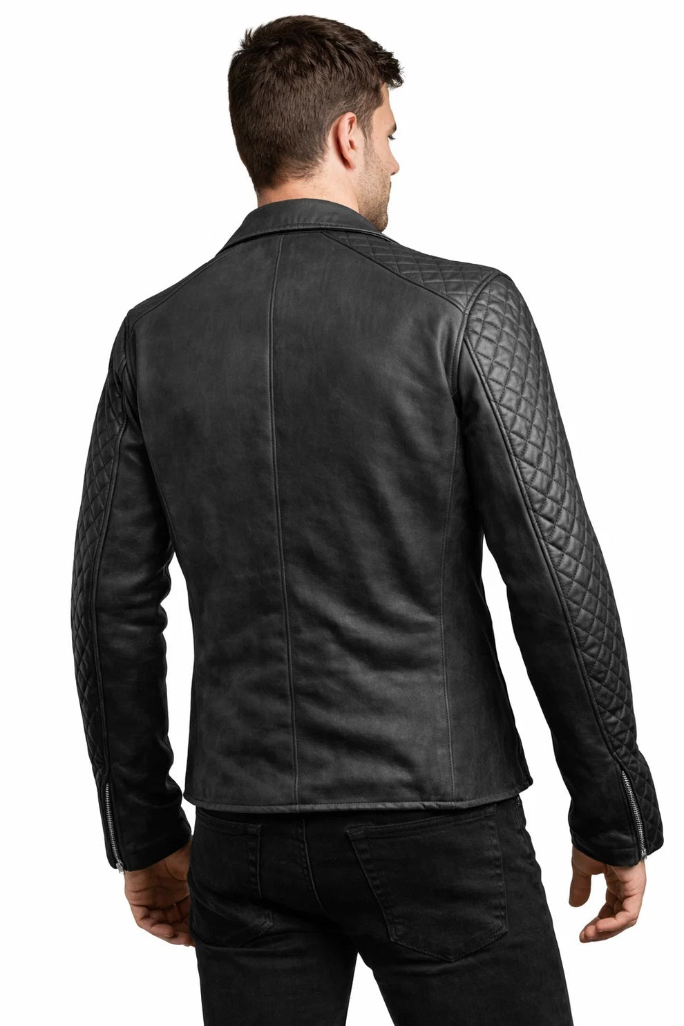 Men's Stylish Black Fashion Real Leather Biker Suede Style Jacket