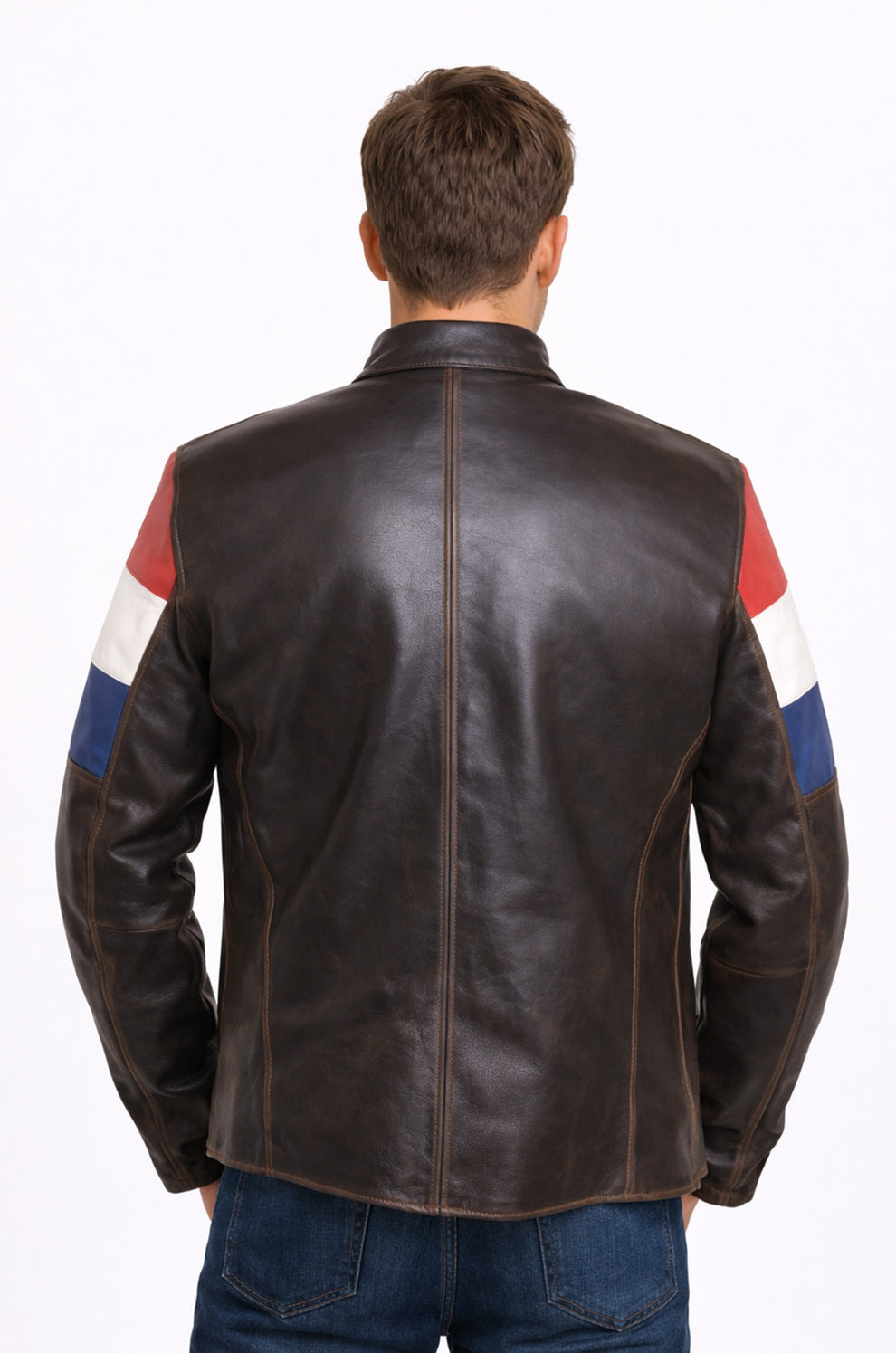 HoL Brand Dutch Netherlands Flag Brown Genuine Leather Jacket For Men's (Copy)