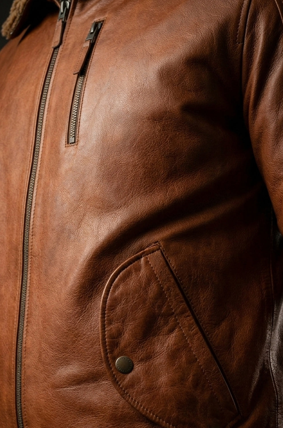 Men's Genuine Leather Hooded Fur Bomber Retro Aviator Brown Stylish Jacket