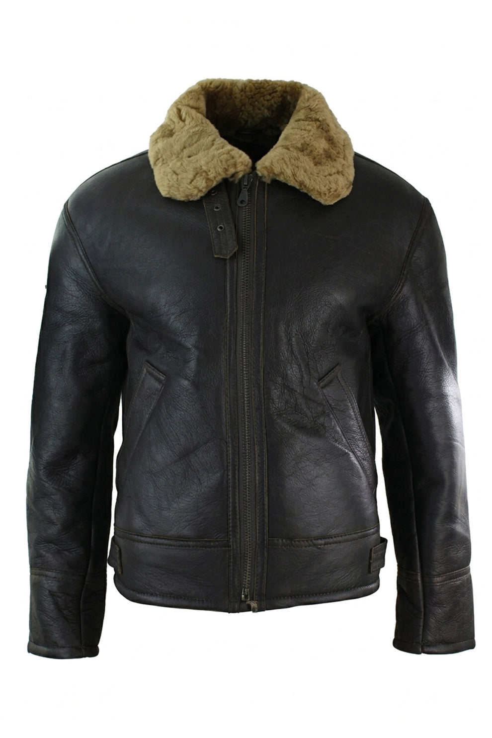 Aviator Jackets\B018 Aviator B3 Real Leather Shearling Sheepskin Flying Pilot Warm Winter World War Jacket