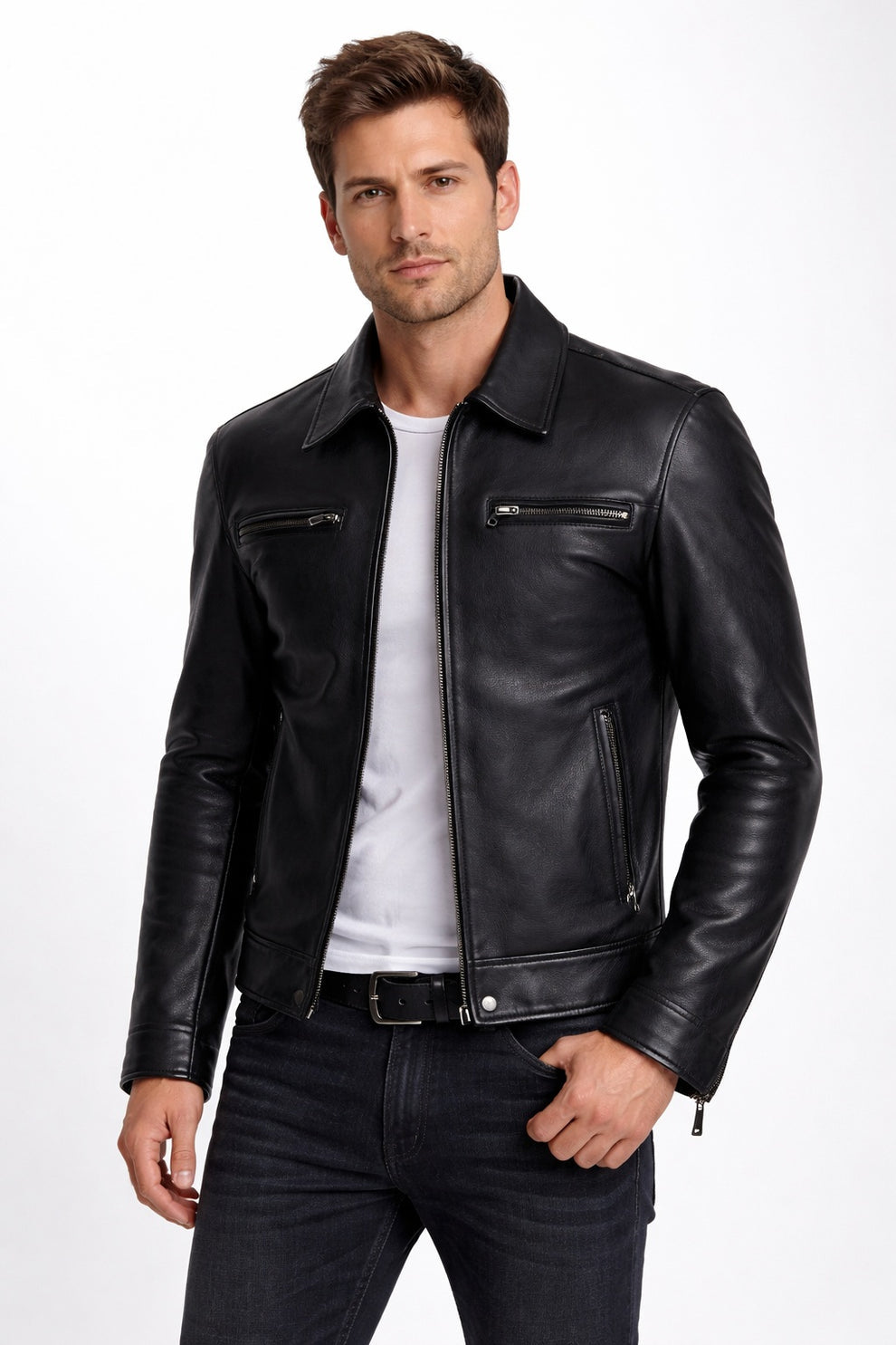 German Luftwaffe Cowhide Biker Style Men's Jacket