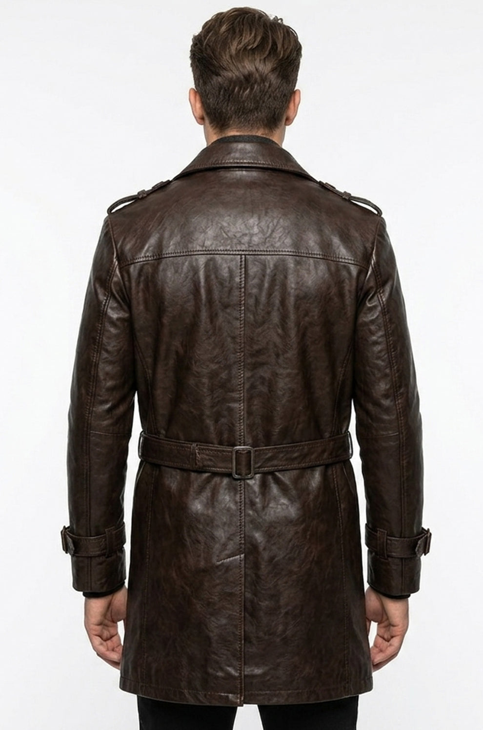 c002 Bay Watchmen Rorschach Fashion Trench Brown Jacket Genuine Leather Coat For Men