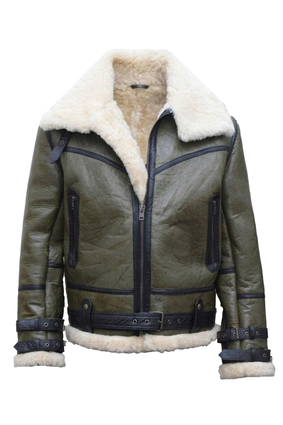 Aviator Jackets\B013 HoL RAF B3 Men's Aviator WWII Genuine Green Winter Jacket