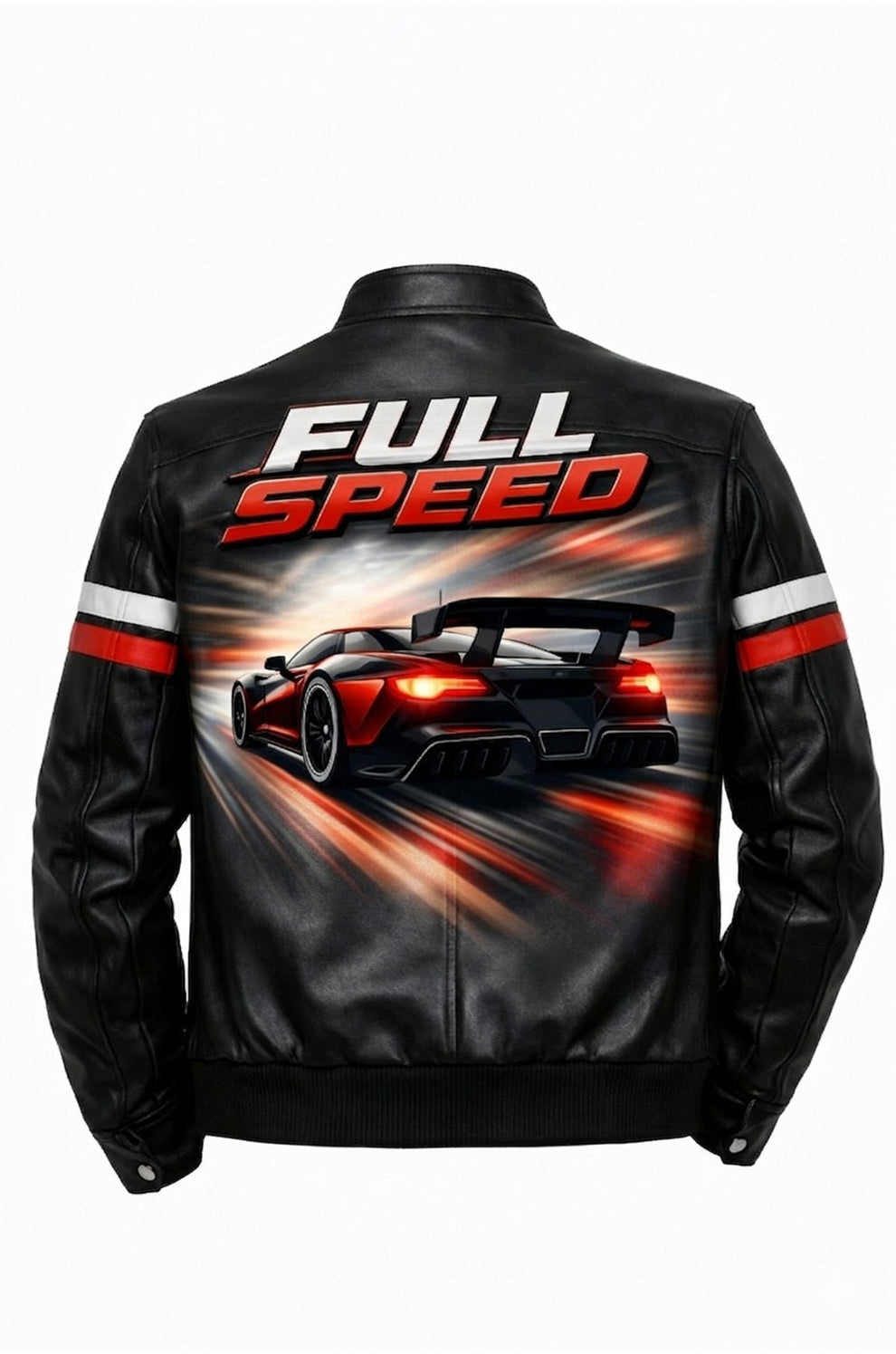 Men's Print Jackets\MP006 Full Speed Supercar Racing Leather Jacket - Modern Street Racer Design