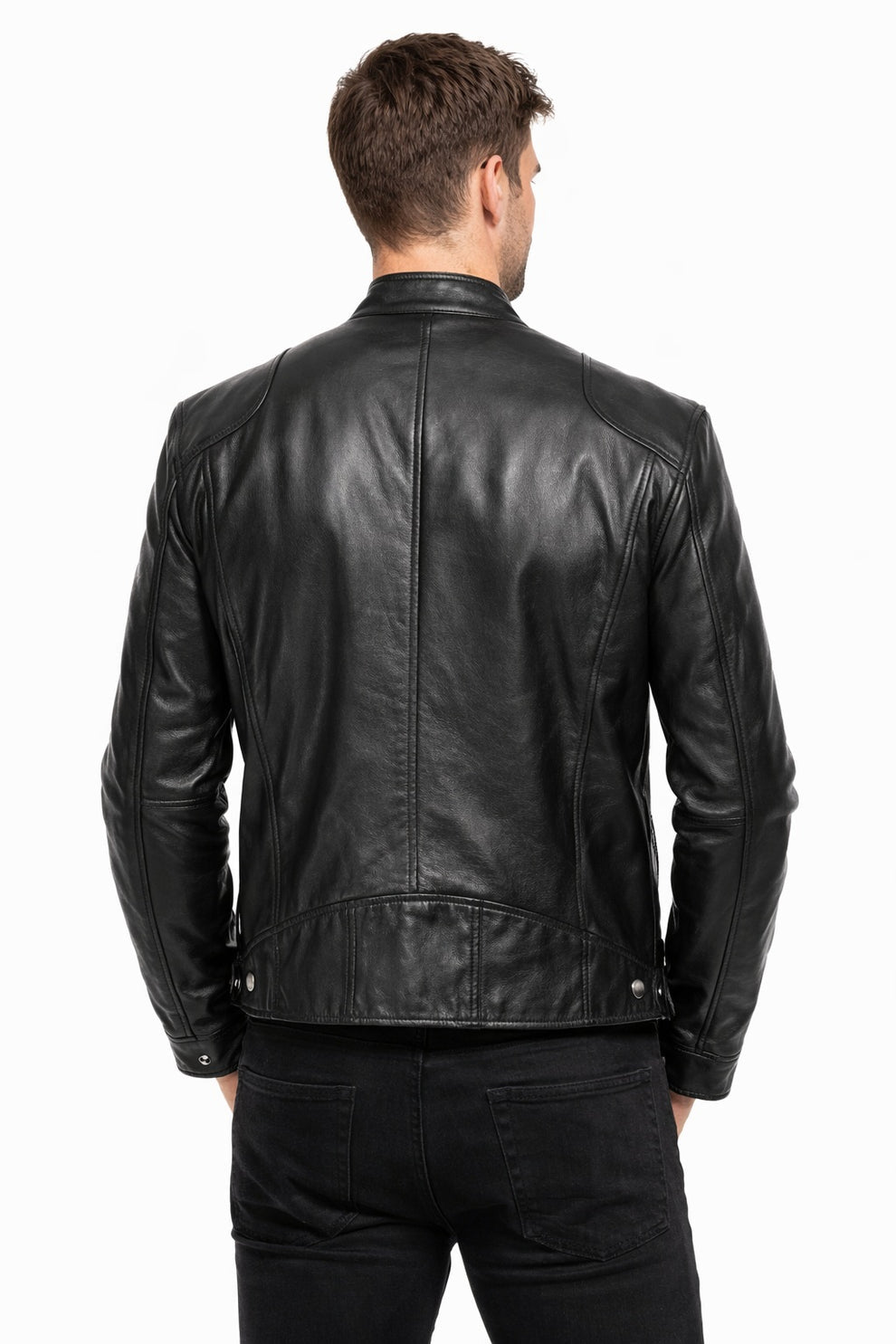 Vintage Cafe Racer Black Men Retro Biker Stylish Genuine Leather Jacket