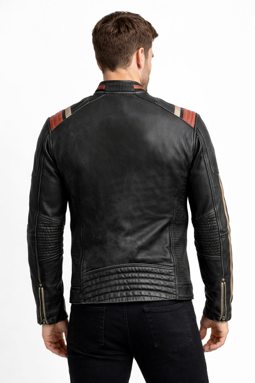 Cafe Racer Retro 3 Vintage Distressed Motorcycle Black Jacket
