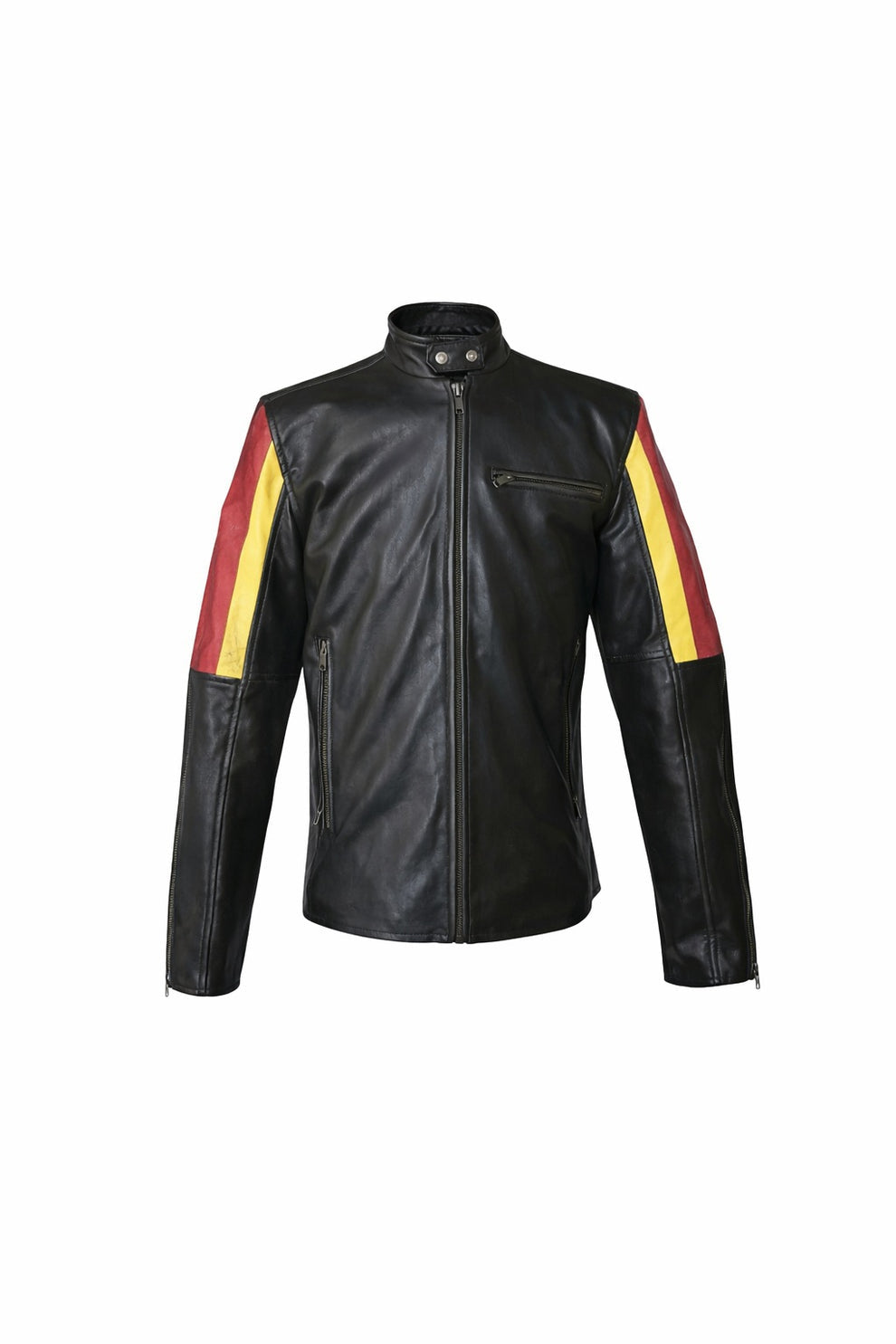 HoL Brand German Flag Brown Genuine Leather Jacket For Men's