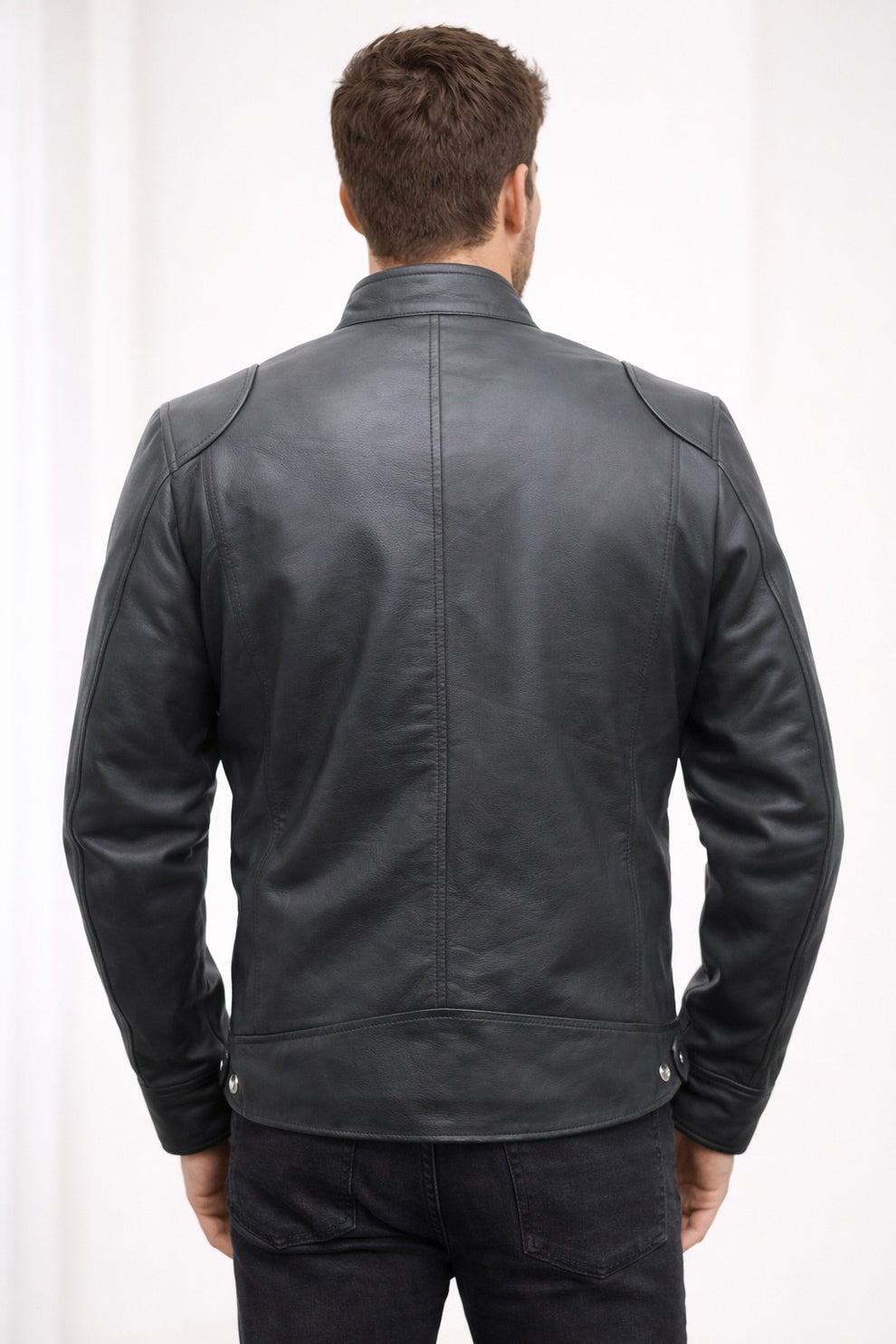 Cafe Racer Retro M042 Men's Black Real Leather Jacket