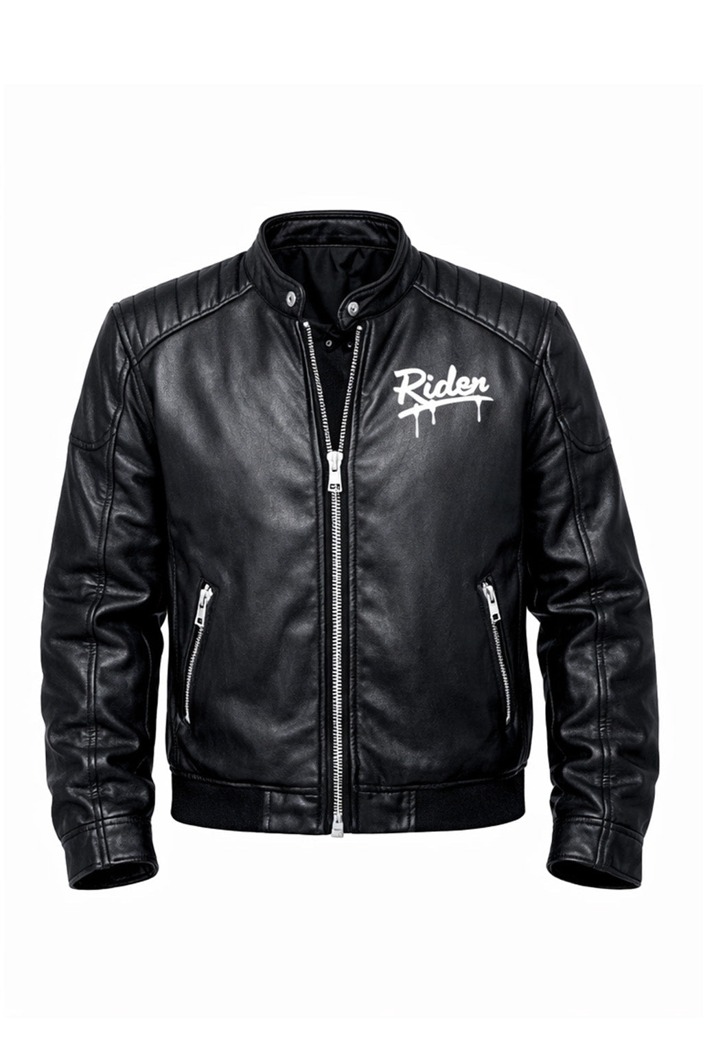Men's Print Jackets\MP014 Urban Riders Graffiti Skull Leather Jacket - Street Art Bomber Style
