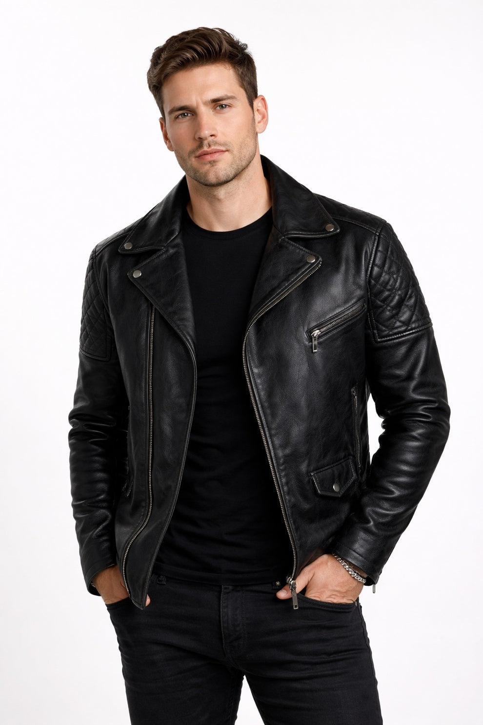 Free Authentic Black Wallet Real Leather Jacket