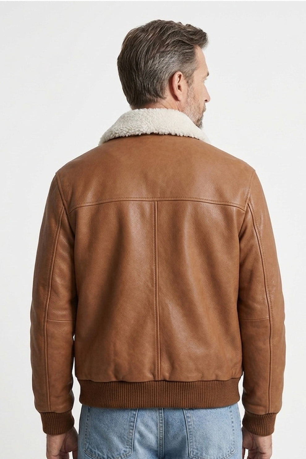 A003 Men Real Leather Classic Coat Cocoa Brown Army Classic Aviator Jacket Fur Collar
