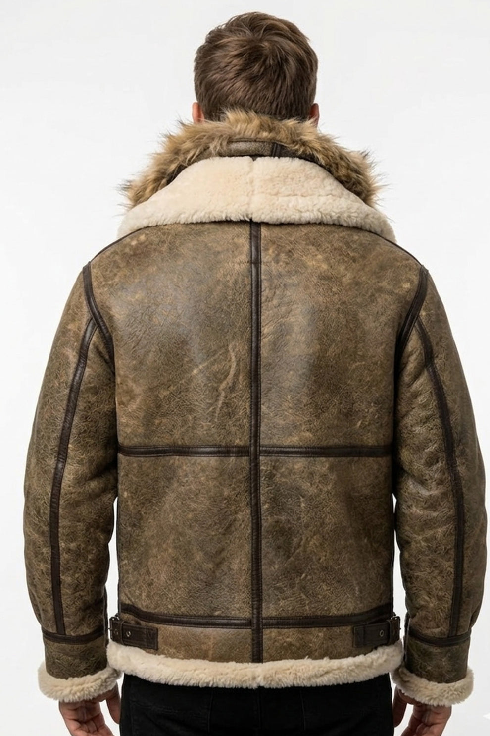 Aviator Jackets\B014 RAF B3 Detachable Hood Aviator Winter Khaki Men's Jacket