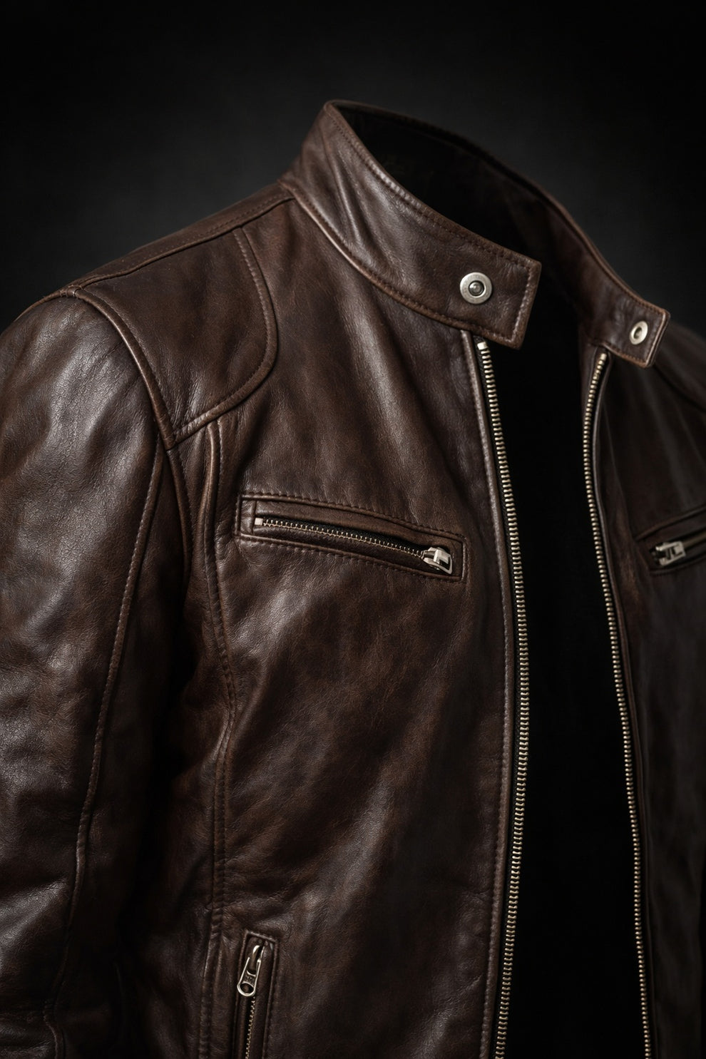Vintage Cafe Racer Brown Men Retro Biker Stylish Jacket