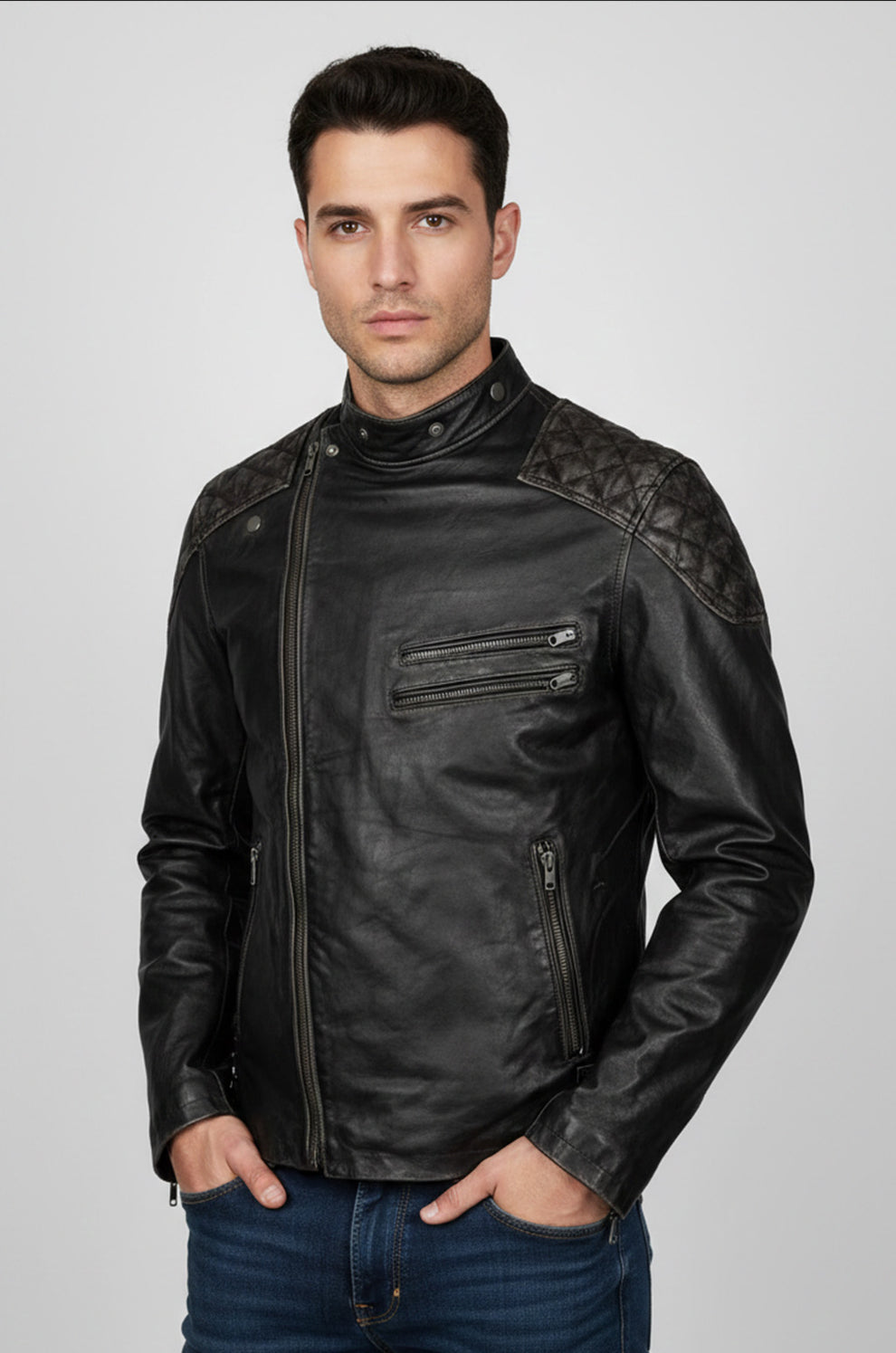 Motorcycle Fashion Skull Vintage Men's Brown Biker Wear Ride Jacket