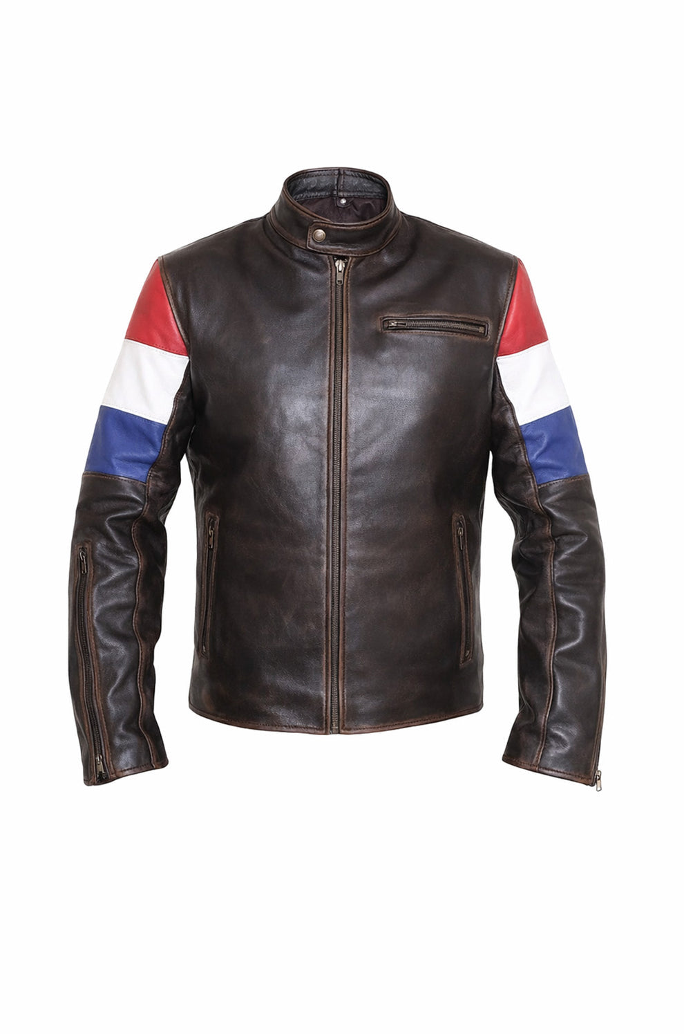HoL Brand Dutch Netherlands Flag Brown Genuine Leather Jacket For Men's (Copy)