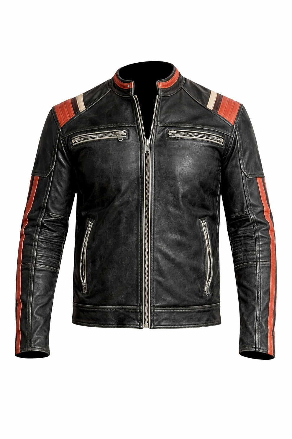 Cafe Racer Retro 3 Vintage Distressed Motorcycle Black Jacket