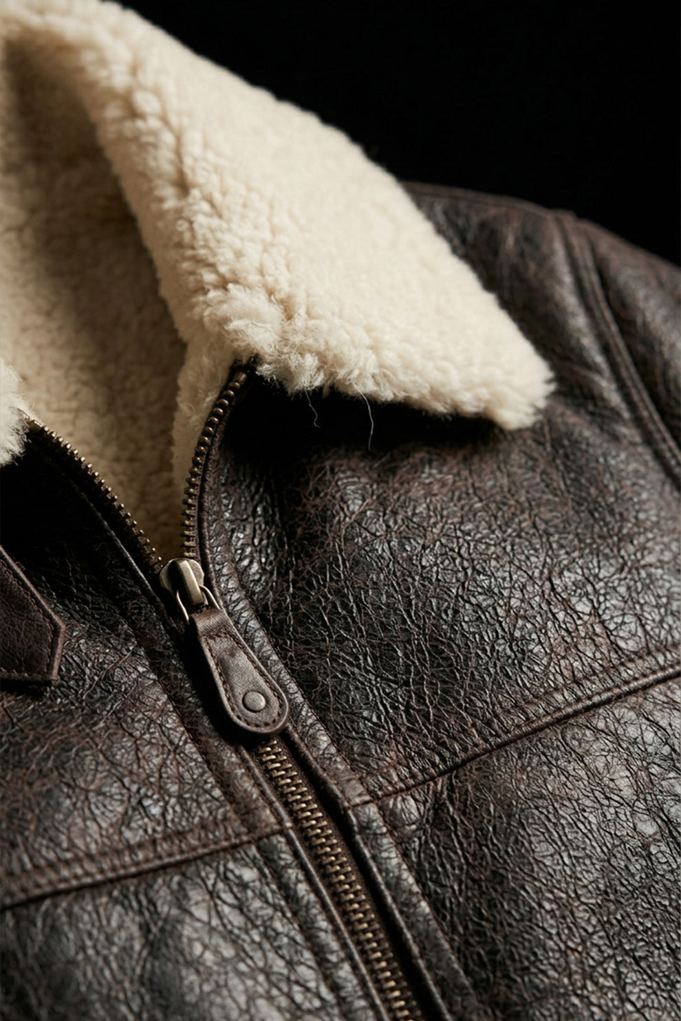 Aviator Jackets\B011 RAF Aviator Brown Real Shearling Fur Cockpit Men's Jacket