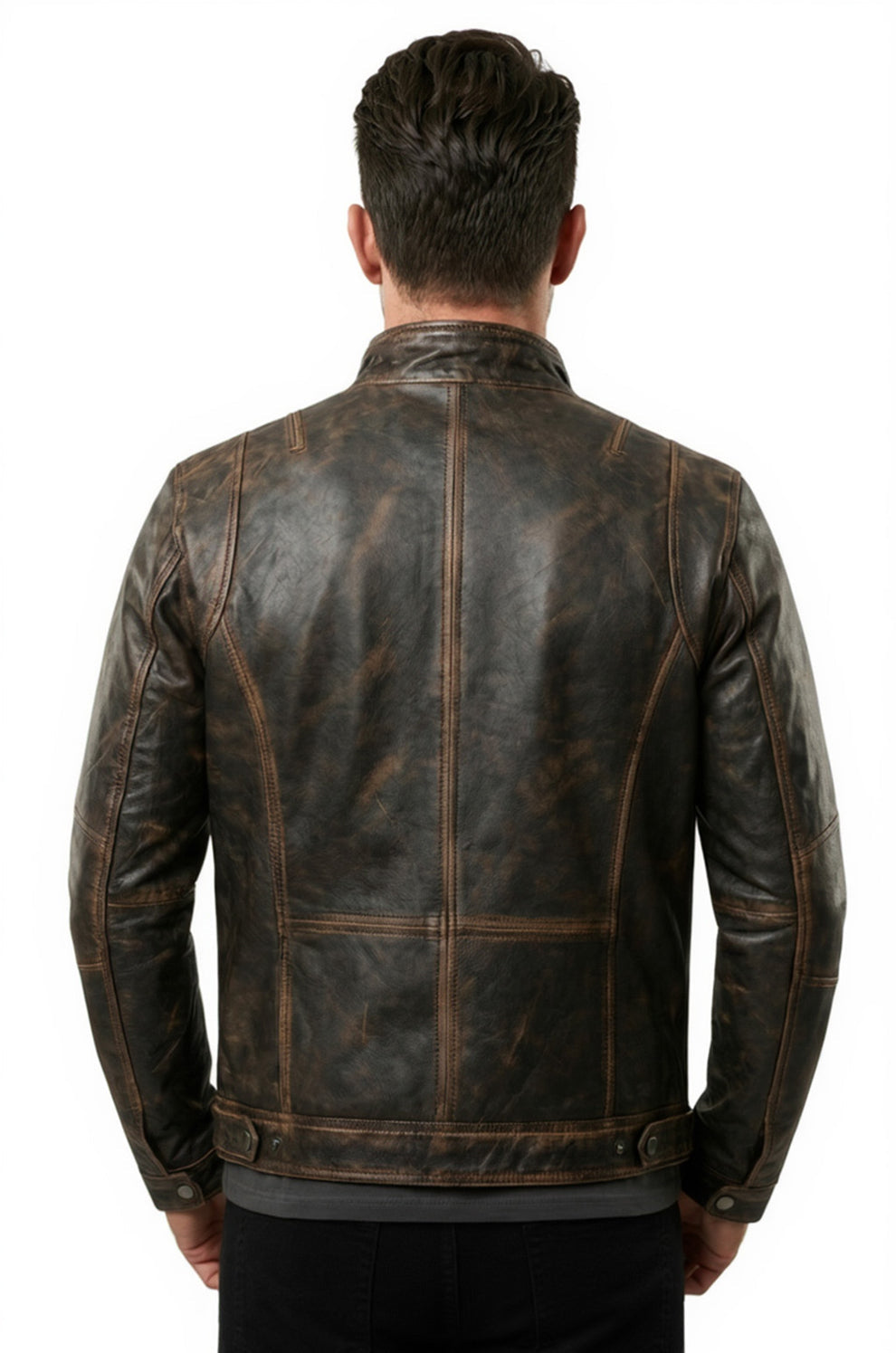Multi Zipper Distressed Casual Wear Biker Men's Jacket