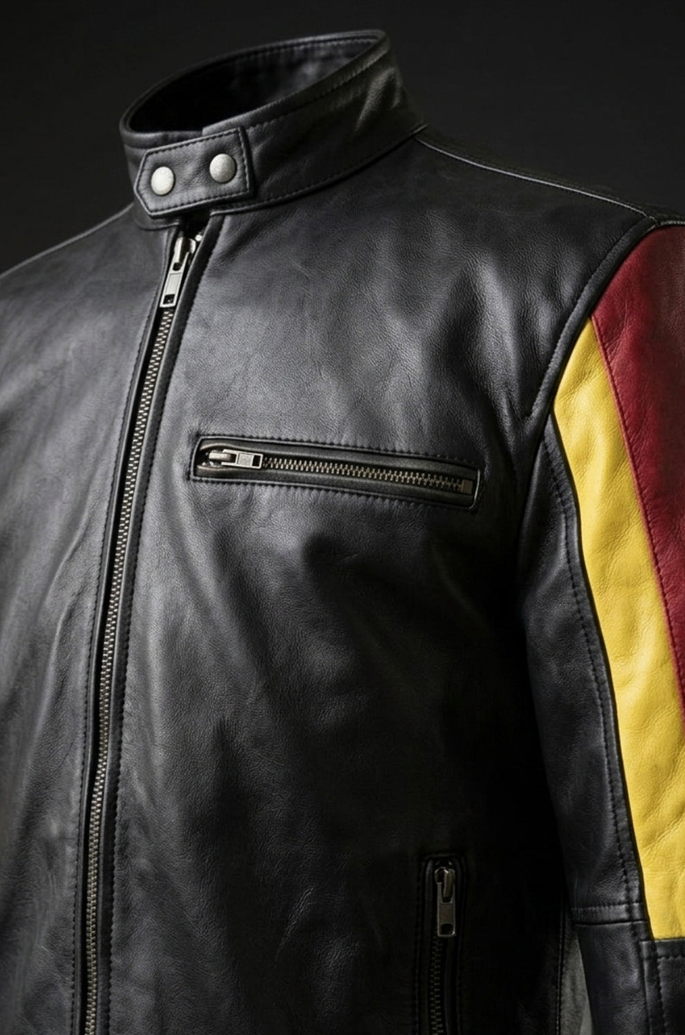 HoL Brand German Flag Brown Genuine Leather Jacket For Men's