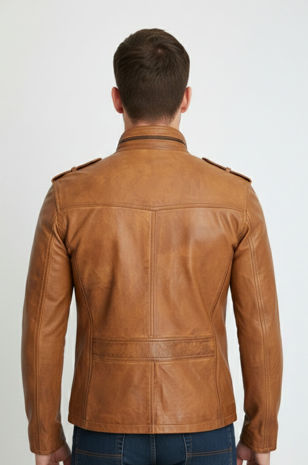 Men's Motorcycle Real Leather Tan Brown Distressed Moto Biker Jacket