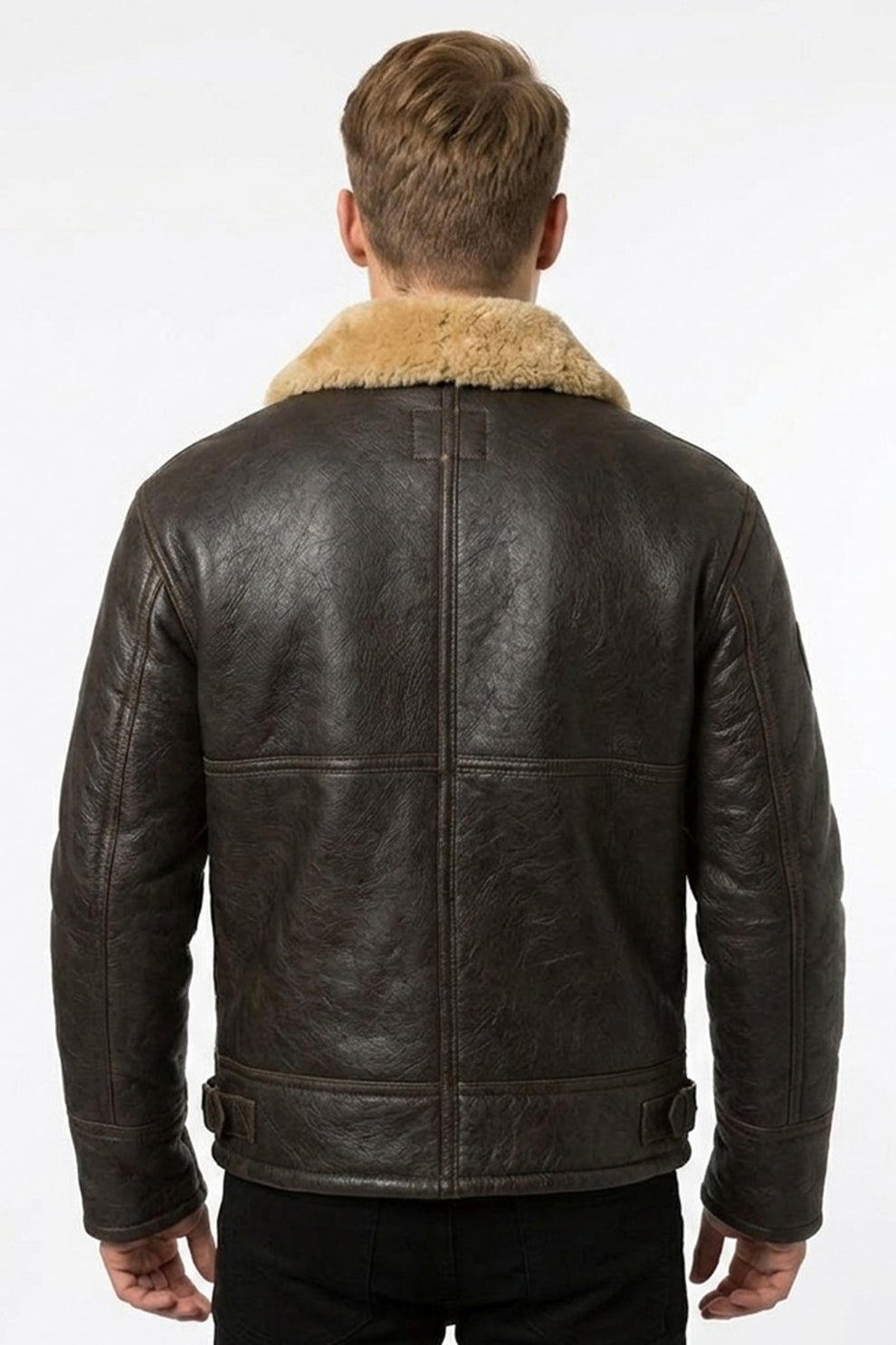 Aviator Jackets\B018 Aviator B3 Real Leather Shearling Sheepskin Flying Pilot Warm Winter World War Jacket