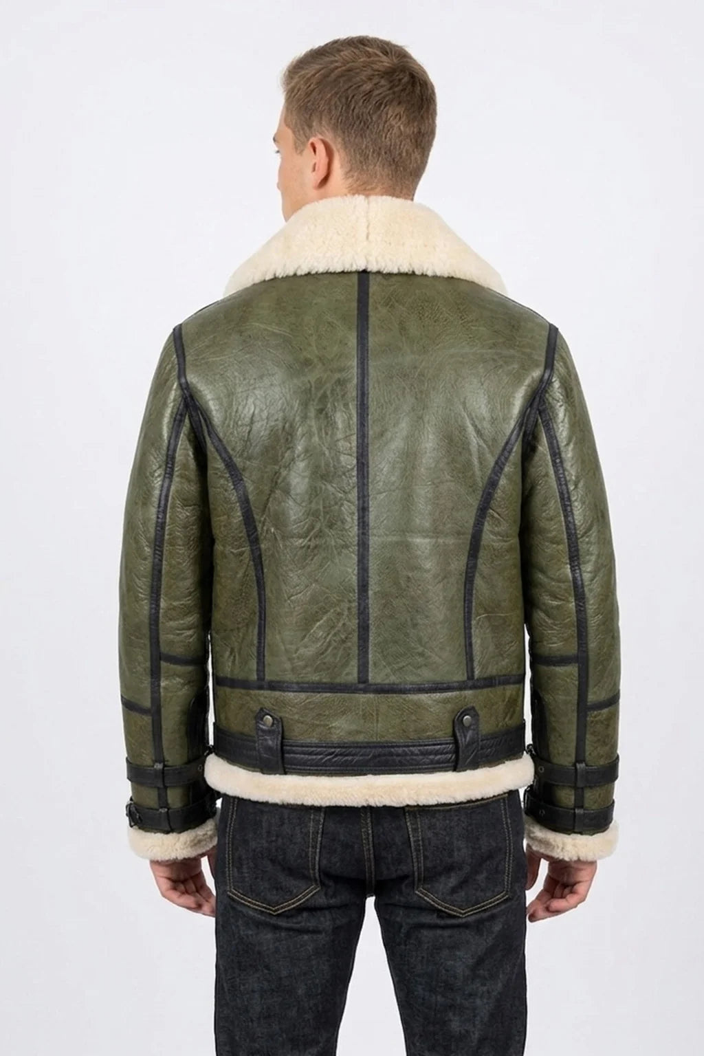 Aviator Jackets\B013 HoL RAF B3 Men's Aviator WWII Genuine Green Winter Jacket