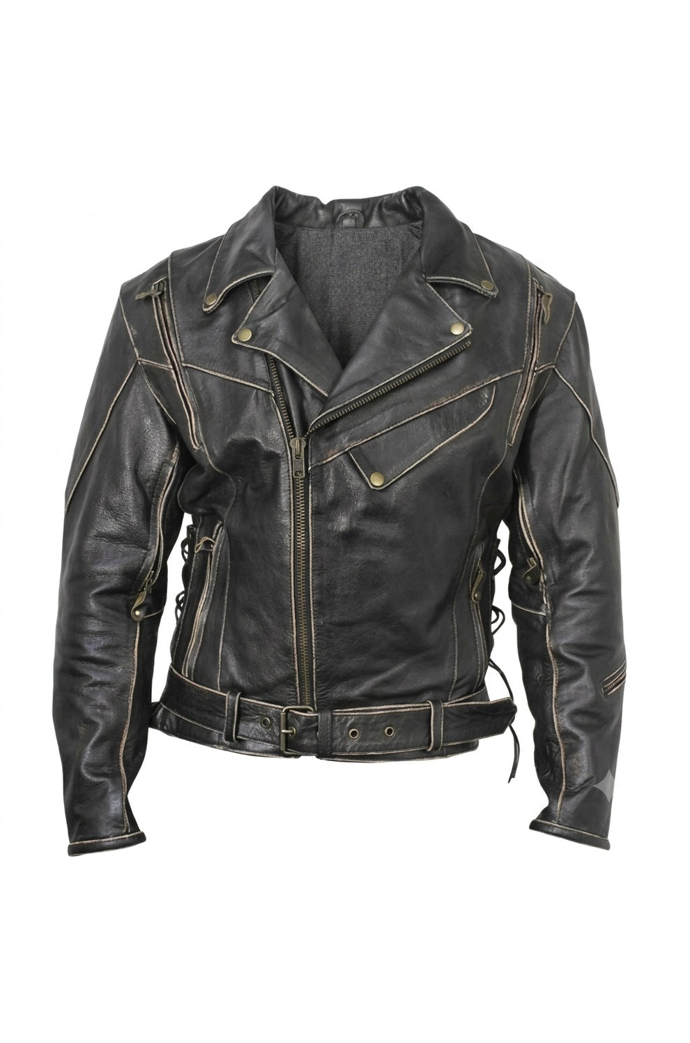 Men's Movies Jackets\MMJ14 Bike Wear Terminator Fashion Black Motorcycle Real Leather Jacket For Men