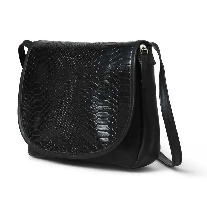 The Croco Satchel- Black