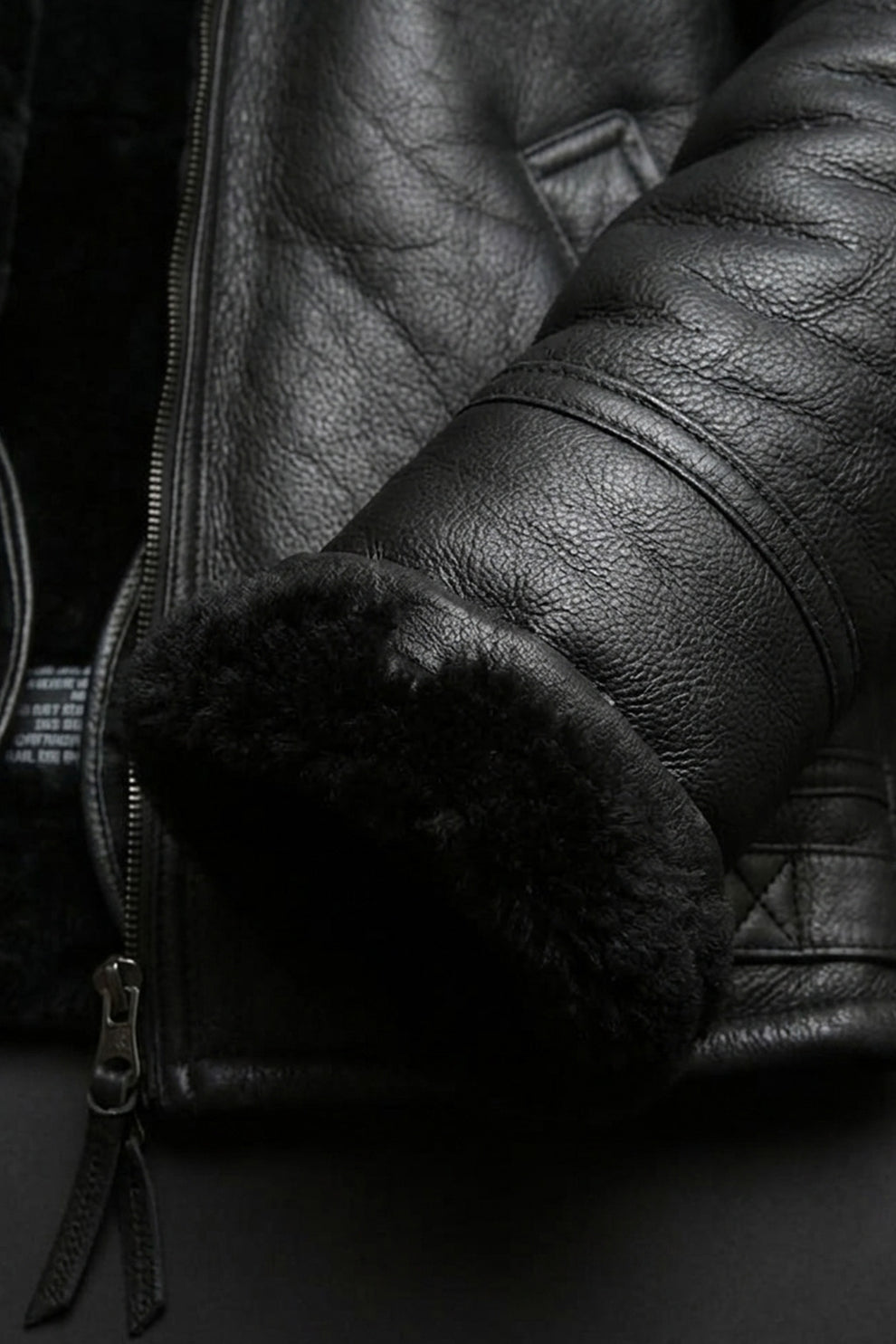 B004 Men's Black Aviator Real Sheep Leather Genuine Fur Biker Winter Jacket  On Sale