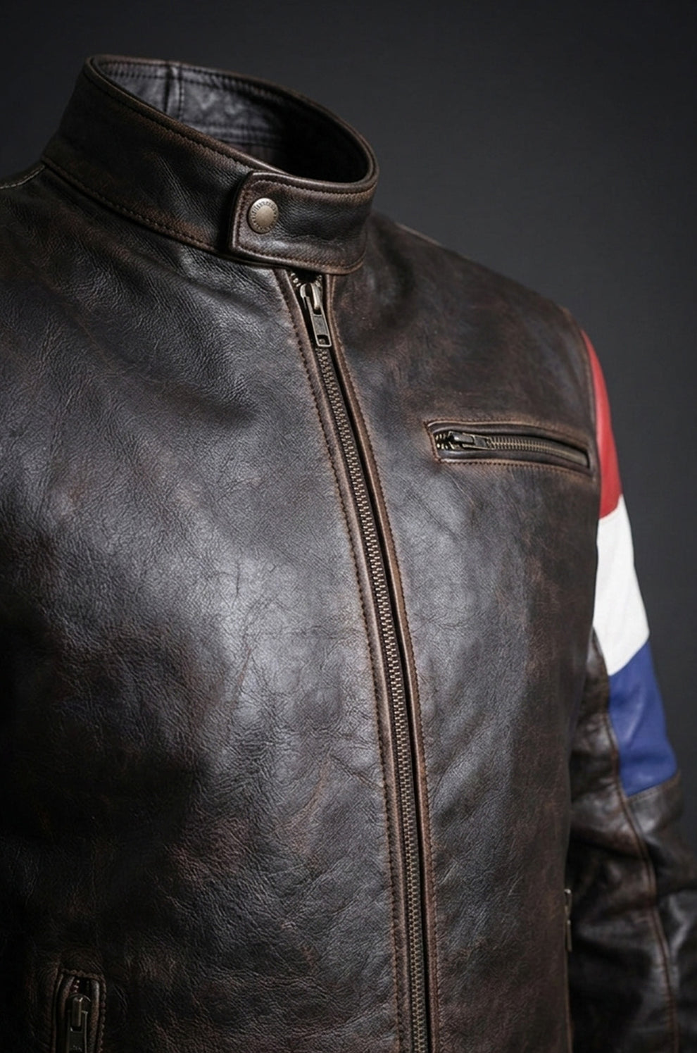 HoL Brand Dutch Netherlands Flag Brown Genuine Leather Jacket For Men's (Copy)