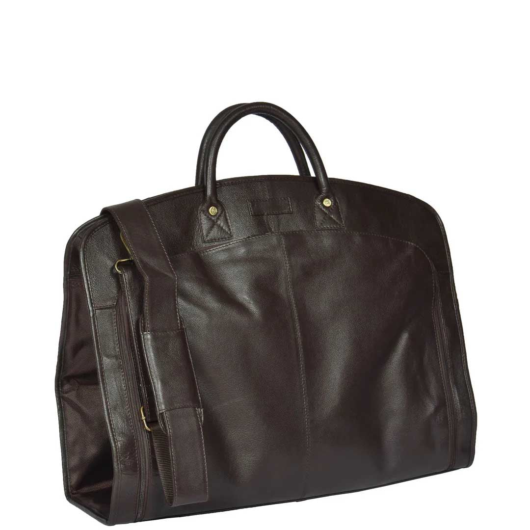 Real Leather Suit  Dress Carrier HOL933 Brown