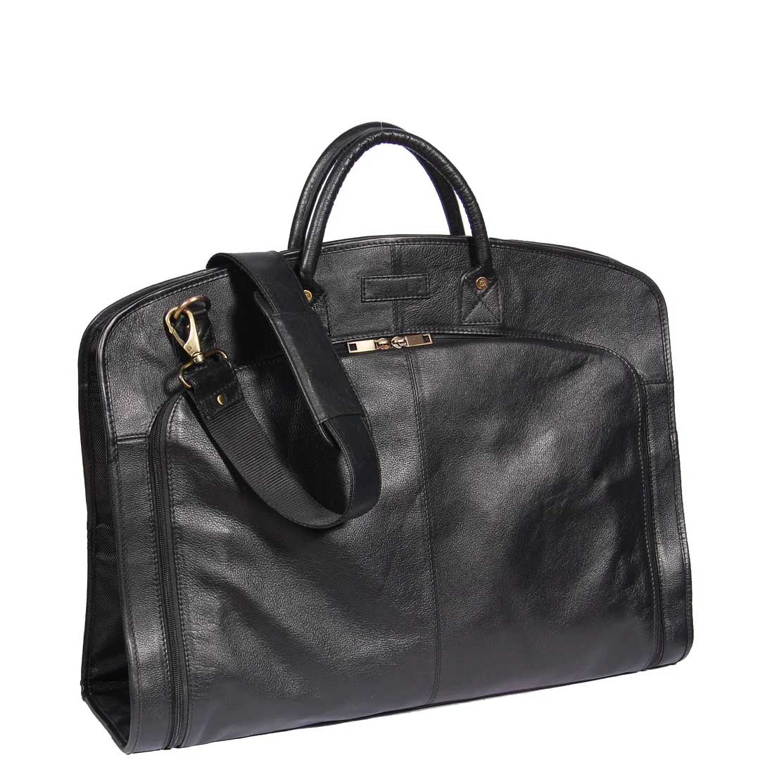 Real Leather Suit  Dress Carrier HOL933 Black