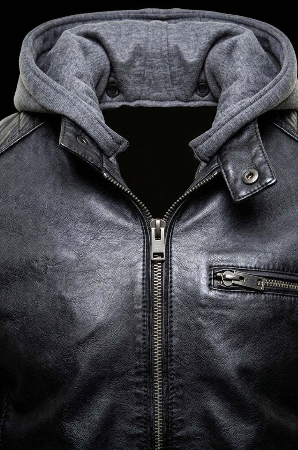 Men's Movies Jackets\MMJ13 The Dark Knight Hooded Gotham Outlaw Batman Justice League Leather Jacket For Men