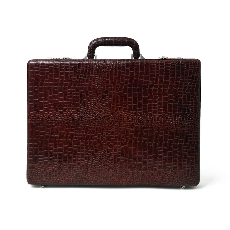 Executive Croco Leather BriefcaseSuitcase- Brown