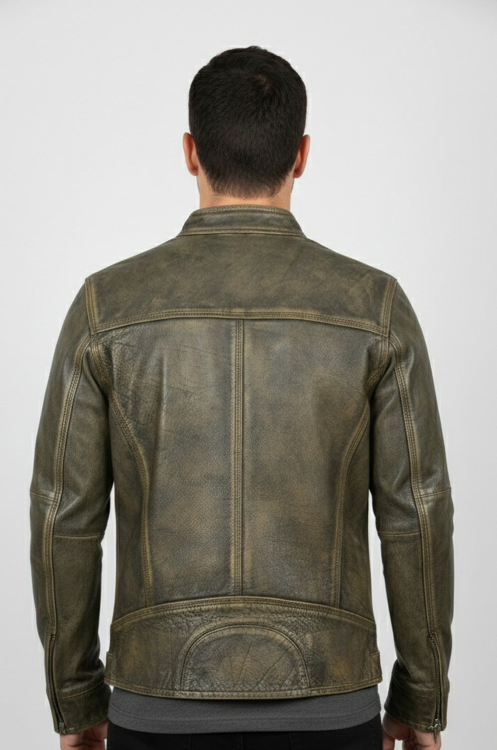 Vintage Style Motorcycle Distressed Wax Biker Racer Jacket