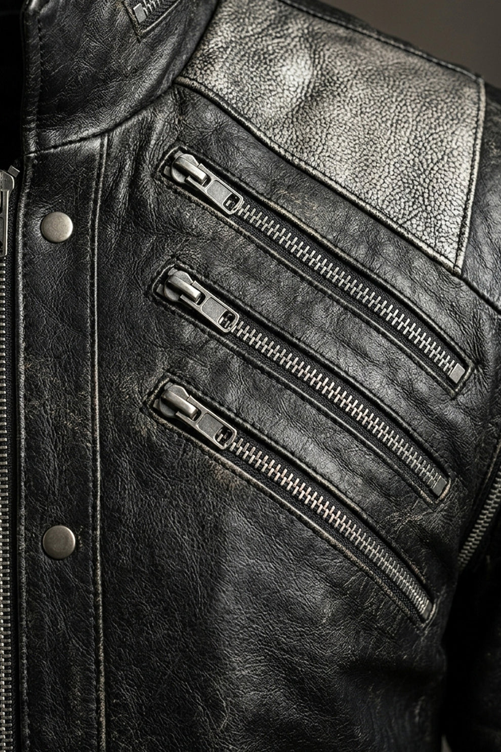 Men's Movies Jackets\MMJ10 Leather Madness Michael Jackson Beat It Black Genuine Leather Jacket
