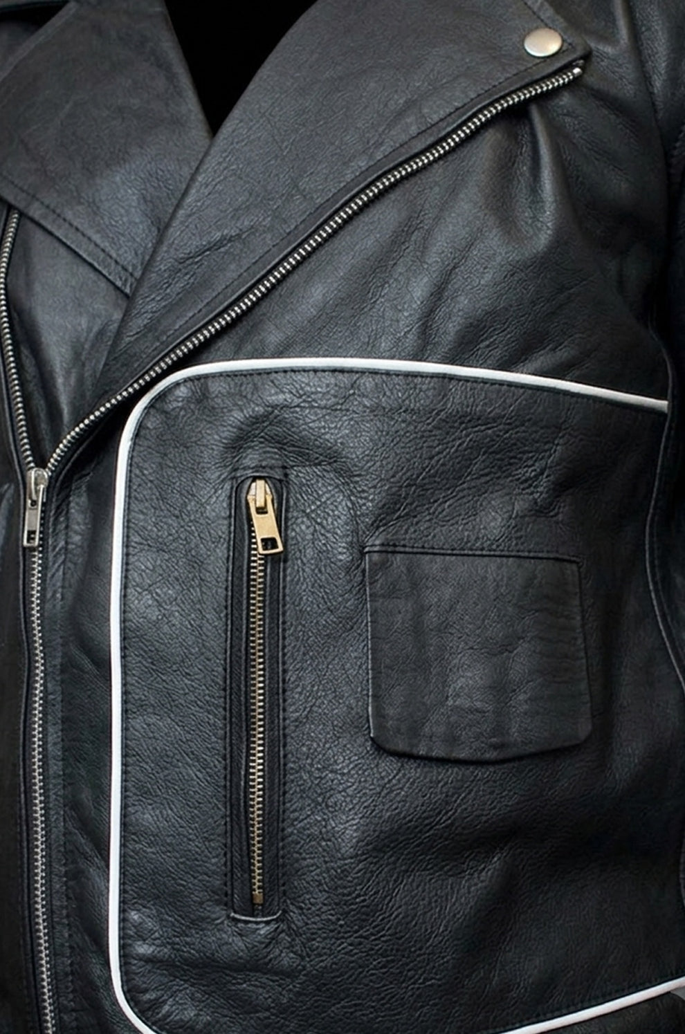 Men's Movies Jackets\MMJ19 Men's Grease 2 John Travolta T Birds Black Real Leather Biker Jacket