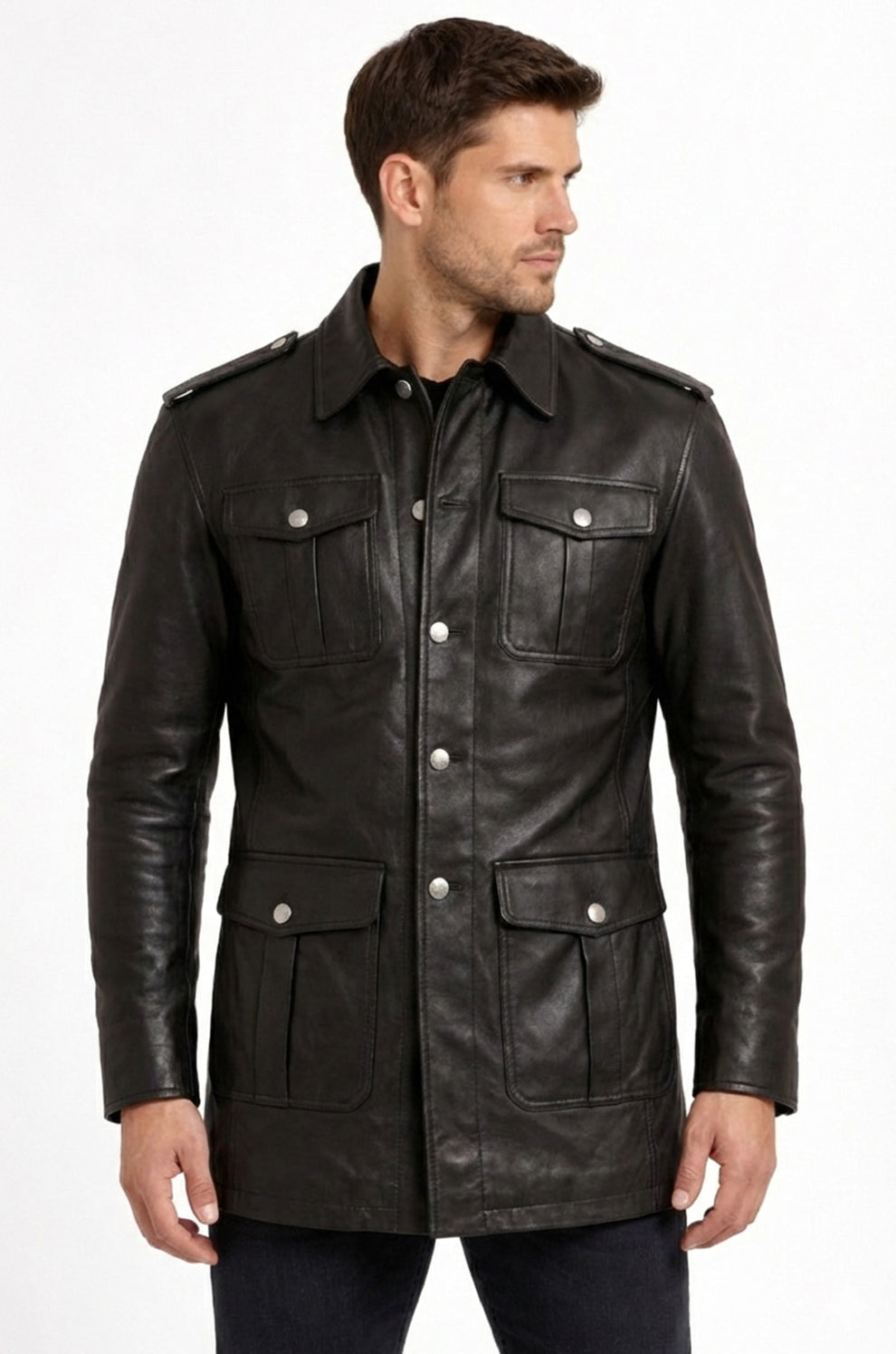 Cafe Racer German Panzer Brown Coat for Men's