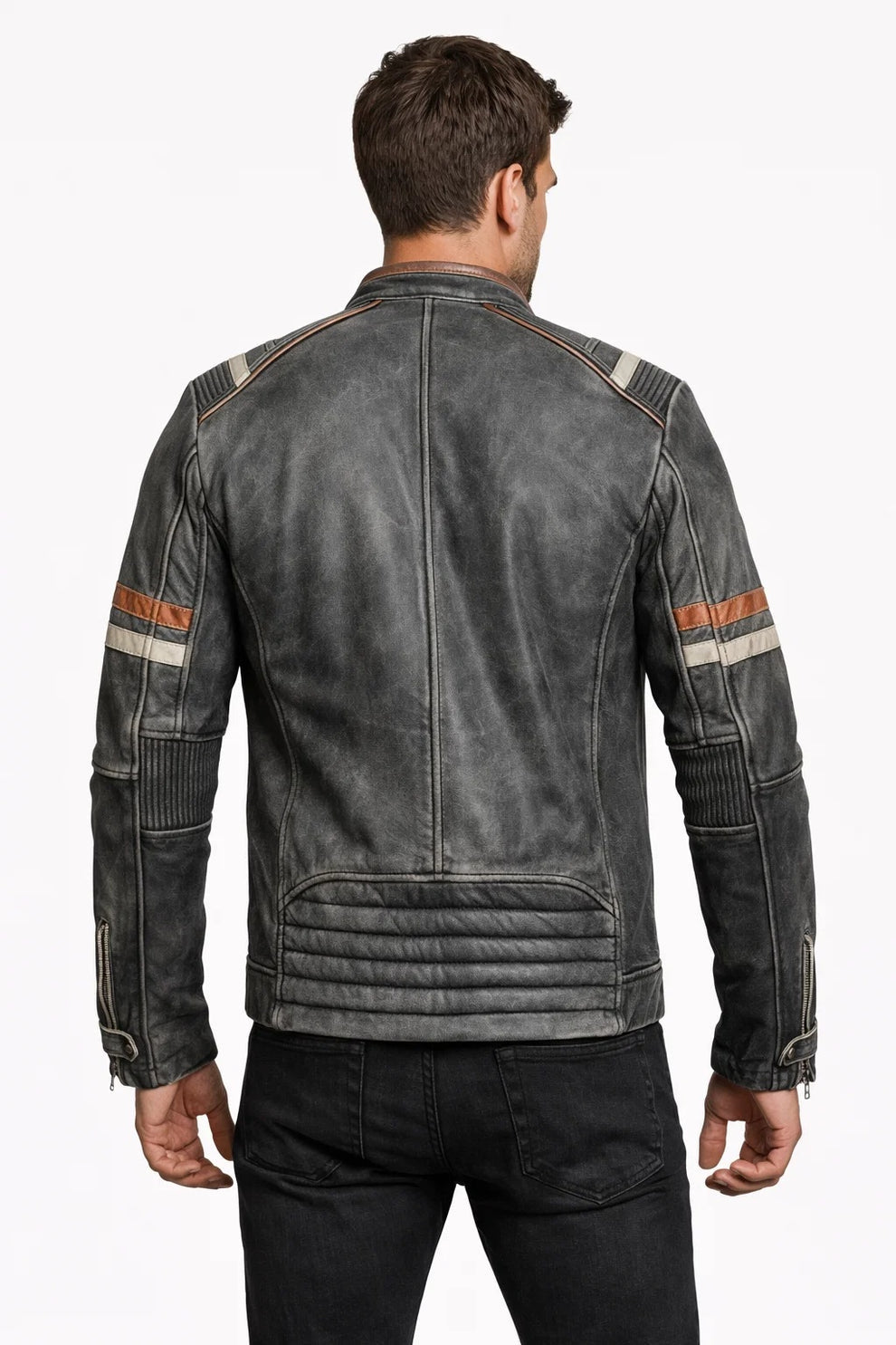 Retro-2 Men Biker Vintage Motorcycle Distressed Leather Jacket