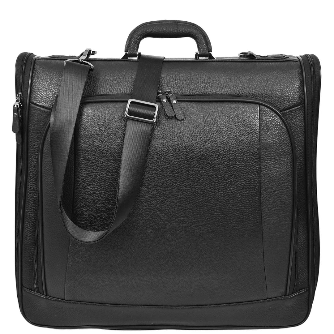 Real Leather Large Size Travel Garment Suit Carrier Bag Narok Black