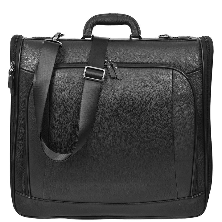 Real Leather Large Size Travel Garment Suit Carrier Bag Narok Black