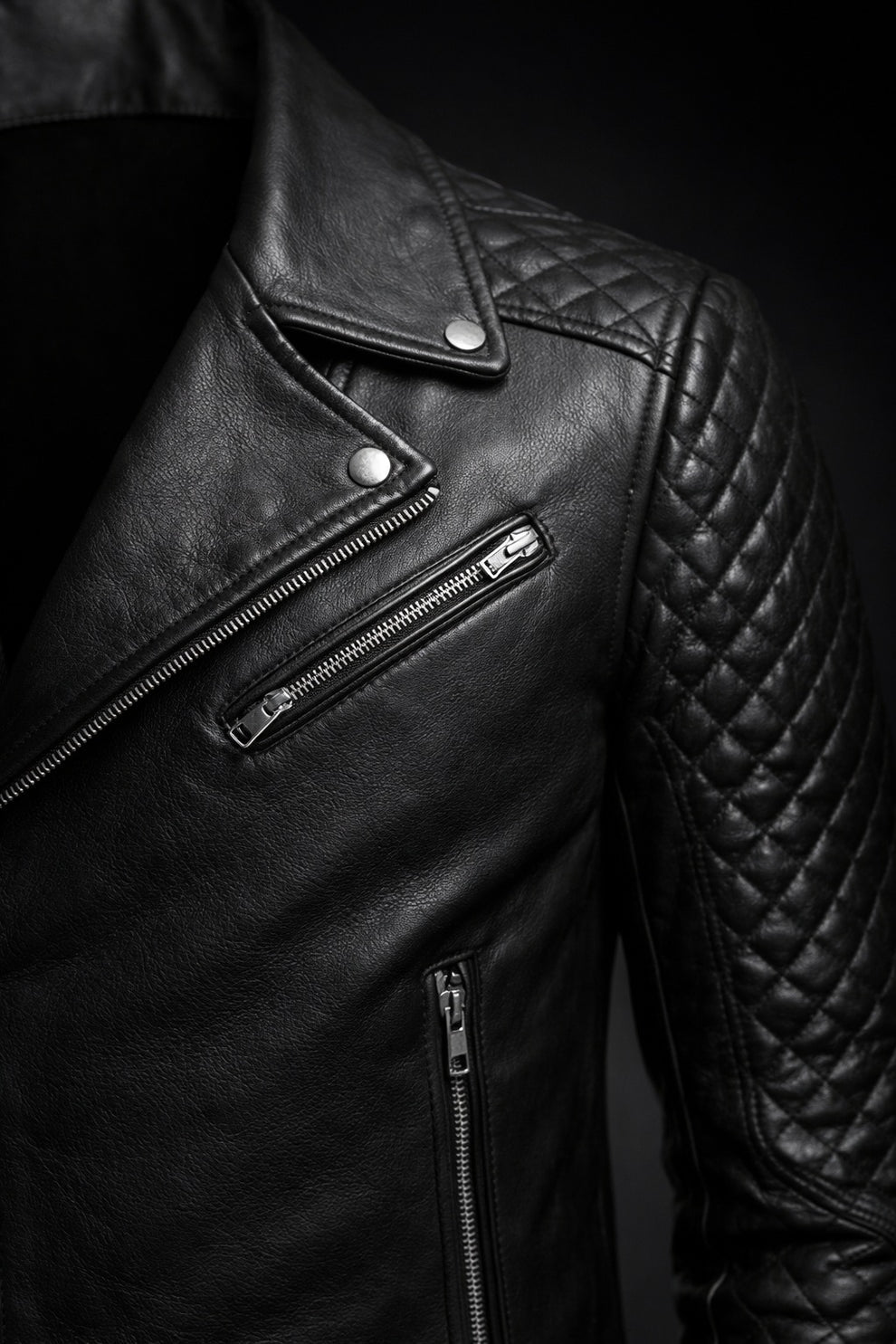 Men's Stylish Black Fashion Real Leather Biker Suede Style Jacket