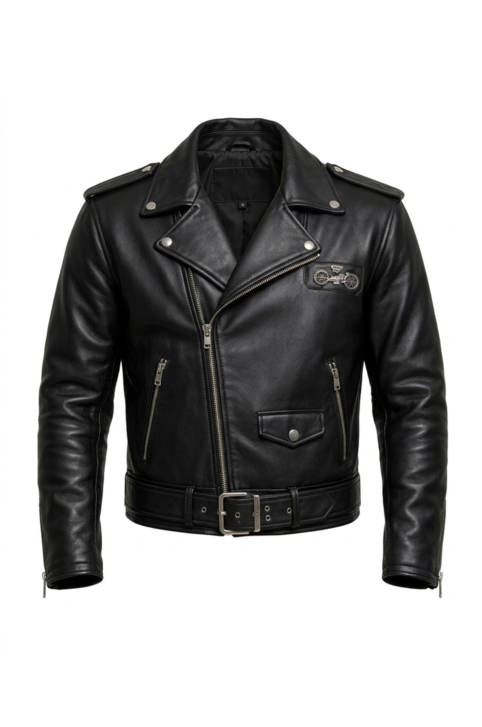 Men's Print Jackets\MP004 Sunset Riders Brotherhood Leather Jacket - Two Bikers Riding Into Sunset Design