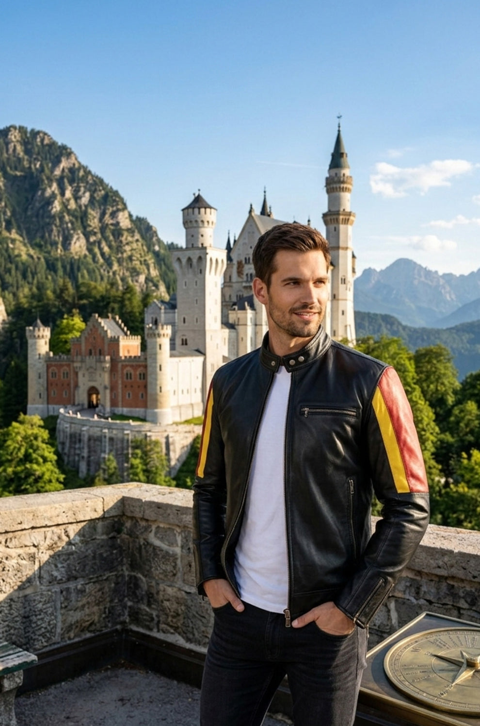 HoL Brand German Flag Brown Genuine Leather Jacket For Men's