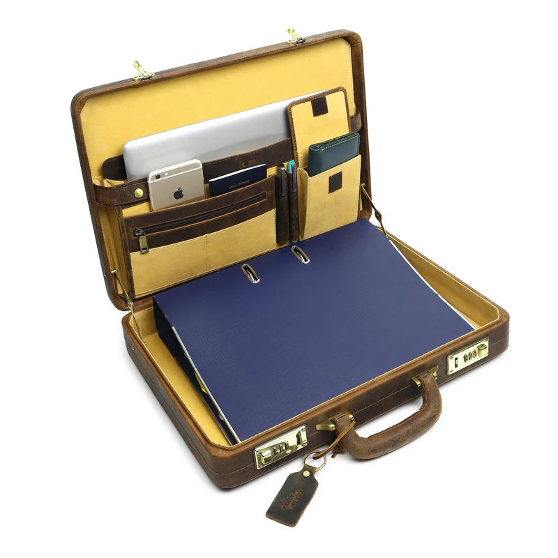 Hunter Leather Office Travel Suitcase