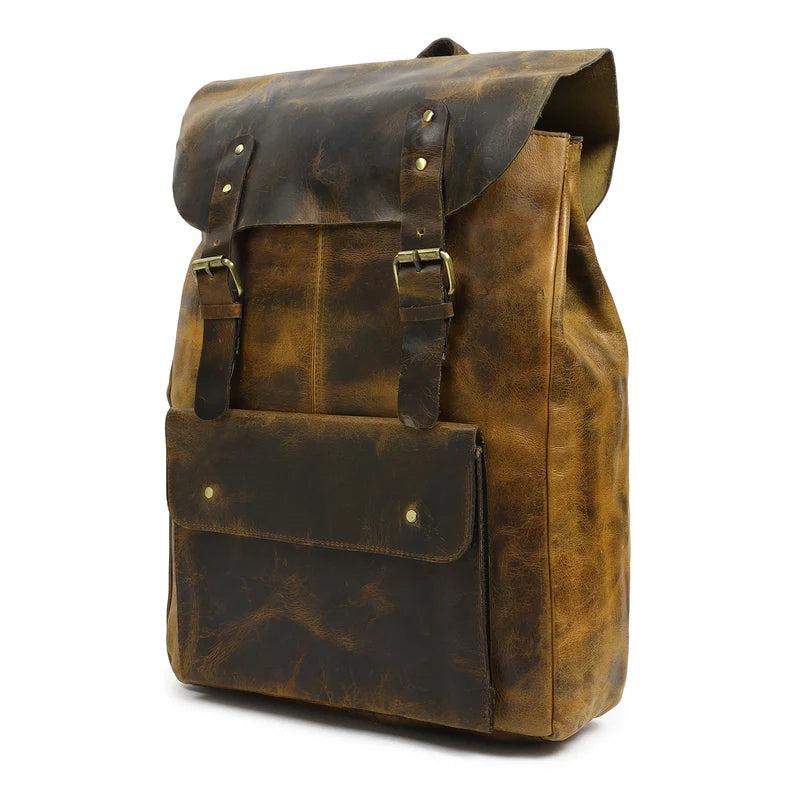 Rustic Vintage Leather Office Backpack